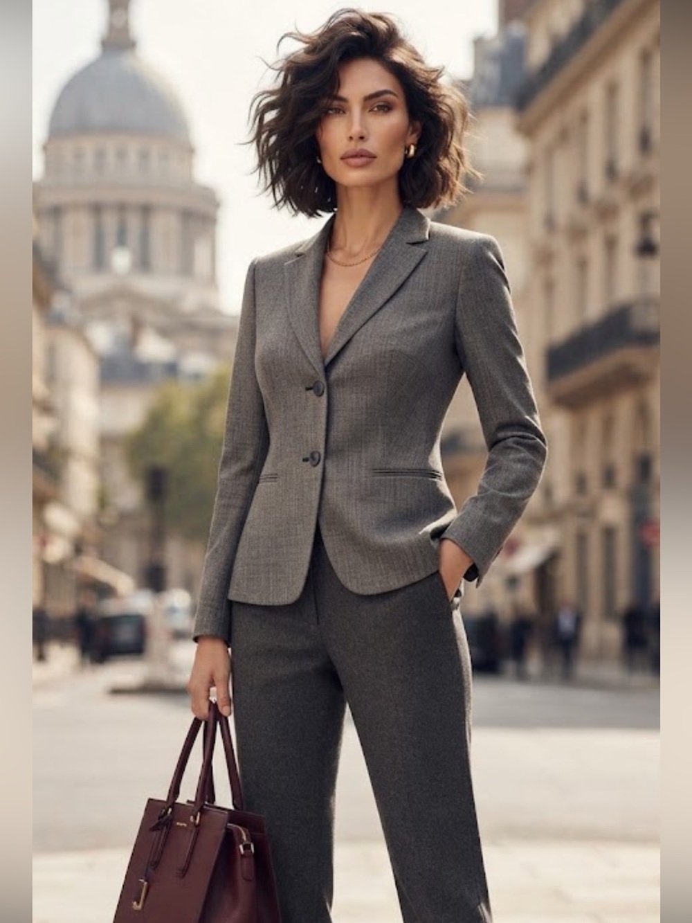 Tahari Textured 100% Gray Wool Geometric Pattern Blazer